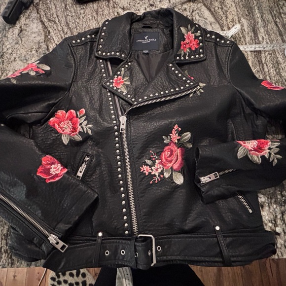 Black Studded Floral Embroidered Jacket, XXL - Picture 7 of 9